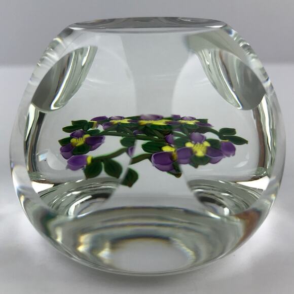 Perthshire PP221 2000 Amethyst & Yellow Flower Bouquet Faceted Paperweight Cert - Picture 6 of 16